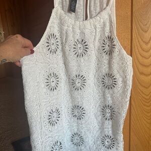 INC International Concepts White Crochet Top
